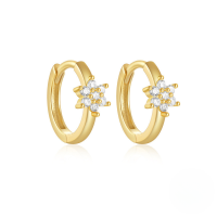 wholesale S925 Sterling Silver Double-layer Cross Drop Earrings With Crystal Heart Teardrop Design-Gold#4 925 silver