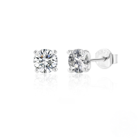 wholesale S925 Sterling Silver Plated With Plated With White Gold, 1 Carat 05 Carat Four-prong Earrings With Moissanite, Luxury Ready-to-ship-White gold 0.25 carat (with certificate)  925 silver