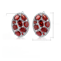 wholesale S925 Silver Natural Stone Earrings, European and American Retro Style with Unique Design, Garnet Gemstone and Crystal Ear Drops-0-0