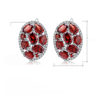 wholesale S925 Silver Natural Stone Earrings, European and American Retro Style with Unique Design, Garnet Gemstone and Crystal Ear Drops-Garnet 925 Silver