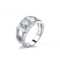 wholesale S925 Silver Moissanite Full Eternity Band Men's Ring,-Silver with 5A Zirconia  US size 8