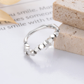 wholesale S925 Sterling Silver Trendy Style Crushed Silver Pieces Connected "Fu" Character Pendant Ring Versatile Elastic Design Jewelry-0-1