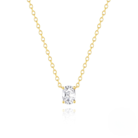 wholesale S925 Sterling Silver Classic Geometric Teardrop Marquise Ultra-sparkling Zircon Pendant Choker Necklace For Women-Gold#1 925 Silver