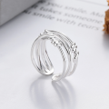 wholesale S925 Sterling Silver Korean-style Minimalist Irregular Line Wrapped Viral Versatile Open Ring-0-1