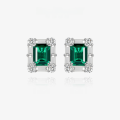 wholesale S925 silver new rectangular 2ct Zambian-color lab-grown emerald 7*9 sparkling stud earrings for women-0-0