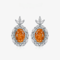 wholesale Metal material, Shepard Jewelry hot-selling niche design 4ct oval frost-cut color-changing orange 9*13 exquisite earrings, refined and high-end-0-0