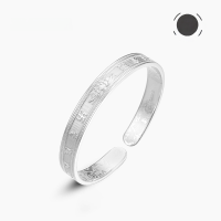 wholesale Metal Material: 999 Silver Six-Character Mantra Bracelet Women's Ethnic Style Retro Lotus Openable Silver Bangle Wholesale Supply-001941-Pure Silver Bracelet (approximately 26.4g) 9999 Silver