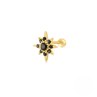 wholesale S925 Sterling Silver Single Octagonal Star Threaded Ear Stud, Cross-border Hot-selling Fashion Minimalist Zircon Threaded Earrings For Women-Gold-Black Diamond