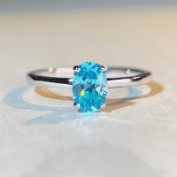 wholesale S925 Sterling Silver 1-carat Aquamarine High Carbon Diamond Zircon Solitaire Ring for Women, Ins Style Minimalist Wholesale-White Diamond-CBJZ158 8