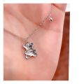 wholesale S999 Pure Silver Bear Heart Broken Ice Pendant Necklace for Women, Sweet and Fresh, Luxurious High-End Sense Collarbone Chain-0-5