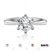 wholesale S925 Sterling Silver Minimalist Six-Prong Ring, Live Stream Hot Seller, Moissanite Ring Ready for Wholesale-White (50-point Moissanite) US size 8