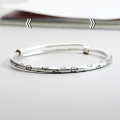 wholesale 999 Silver Adjustable Floral Bracelet for Women, Summer Pure Silver Creative Design Student Bangle with Handmade Push-Pull Flower-0-0