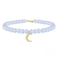 wholesale 925 Sterling Silver New Aqua Blue Chalcedony Handmade Beaded Bracelet With Zircon Accents, European French Style Diy Accessories For Christmas-Gold#4 925 silver