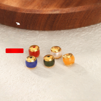 wholesale Gold-plated S925 ancient silver fittings with bead caps set with lapis lazuli, white crystal, beeswax, Burmese yellow jade, mother-of-pearl spacer beads, and lucky beads-Old style straight cut beeswax