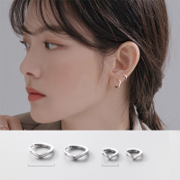 wholesale S925 Sterling Silver Korean Style Minimalist Elegant V-Shaped Ear Clasp for Women, Petite Hoop Earrings, Sweet Earrings G7103-S925 Silver Earrings Small 8MM 925 Silver