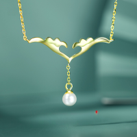 wholesale 925 Sterling Silver Original Design Dunhuang Style Shell Pearl Necklace "Always with You" Valentine's Day Gift Wholesale-925 silver necklace (14K gold)