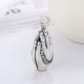 wholesale Vintage Silver Plated Antique Style Auspicious Two-Handed Lotus Buddha Hand Pendant Ethnic DIY Necklace-0-1
