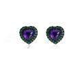 wholesale S925 Silver Light Luxury and Unique Natural Amethyst Heart Earrings, High-End Elegance Inlaid with Natural Gemstone Earrings-0-0