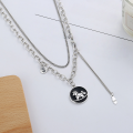 wholesale S925 Sterling Silver "Money Horse" Double Layer Chain Minimalist Pony Resin Retro Versatile Necklace-0-0