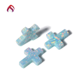 wholesale Metal Opal Cross Double-Sided Fire Iridescent Opal Polymer Cultivated Synthetic Opal Gemstone-0-1