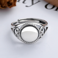 wholesale S925 Sterling Silver Distressed Harajuku-Style Hollow-Out Niche Design Round Floral Edge Love Open Ring-0-1