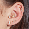 wholesale S925 Sterling Silver Plated With K Gold Single Zircon Cartilage Stud Earring Hoop-0-3