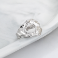 wholesale S925 sterling silver irregular hollow embossed foil paper open ring, European and American luxury style finger ring-0-1