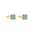 wholesale S925 Sterling Silver Petal Set With Zircon And Turquoise, A Minimalist European-style Accessory Collection-0-7