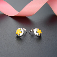 wholesale S925 Sterling Silver Cross-Border Women's Five-Point Star Drip Oil Jewelry, Korean Style Personalized Earrings, Niche Design Circular Ear Studs-Stud Earrings with Plastic Earplugs 925 Silver