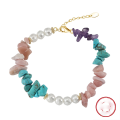 wholesale Metal irregular natural turquoise opal amethyst and shell pearl beaded bracelet wholesale-0-0