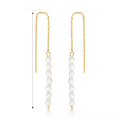 wholesale S925 silver earrings with elegant and versatile minimalist design, featuring long pearl and shell bead drop tassel ear threads, cross-border hot-selling accessories-0-5