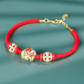 wholesale Metal: 925 Sterling Silver New Chinese Style Couple Bracelet Zodiac Year Lucky Rabbit New Beaded Red String Chain Jewelry Wholesale for Women-0-6
