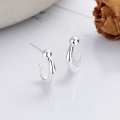wholesale S925 Sterling Silver Minimalist Geometric C-shaped Stud Earrings, Fashionable and Versatile for Daily Wear, Elegant and Trendy Ins-style Cold Tone Earrings for Women-0-0