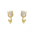 wholesale 925 Sterling Silver New Mini Tulip Flower Ear Studs, Korean Style, Chic And Unique-0-0