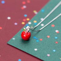 wholesale S925 Sterling Silver Women's Sweet and Small Christmas Apple Single Pendant Lovely Christmas Pendant Jewelry D3736-S925 Silver Single Pendant 925 Silver