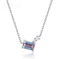 wholesale 925 Silver Wholesale Japanese and Korean New Fashion Minimalist Cultured Alexandrite Necklace Collarbone Chain Light Luxury Style-0-0
