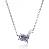 wholesale 925 Silver Wholesale Japanese and Korean New Fashion Minimalist Cultured Alexandrite Necklace Collarbone Chain Light Luxury Style-Cultured Alexandrite &gt; 925 Silver