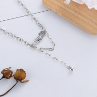 wholesale S925 Sterling Silver Vintage Korean-style Minimalist Design Pin Pendant Tassel Creative Fashion Trendy Necklace-YL280/approx. 14.3g>925 silver