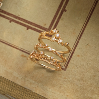 wholesale Metal material, Dunli Japanese and Korean fashion jewelry lady style hollow lace ring, elegant and advanced stackable design sense set ring-Star Crown Ring No. 8 (Mido)