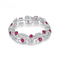 wholesale S925 Silver Cross-Border Hot-Sell Light Luxury Vintage Style Lab-Cultivated Ruby, Sapphire, and Emerald Fully Diamond Bracelet with High-End Elegant Appeal-0-0