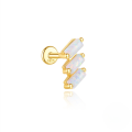 wholesale S925 Sterling Silver Geometric Zirconia Opal Marquise Stud Earrings With Threaded Flat Back-0-5