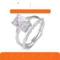 wholesale S925 Silver Set Ring Square Moissanite Ring Set Combination Ring-0-0