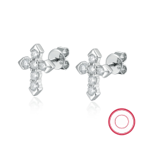 wholesale S925 Sterling Silver Cross Stud Earrings with Diamond Inlay, Trendy and Fashionable High-End Retro Jewelry-Gold>925 silver