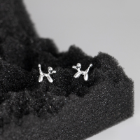 wholesale S925 Silver Balloon Dog Stud Earrings Women's Korean Japanese Style Light Beads Cute Cartoon Puppy Sweet Jewelry G7966-S925 silver pair silver model>925 silver