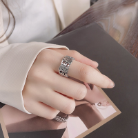 wholesale S925 Silver Yun Chao Xuan Fashion Vintage Antique Style "Daily Abundance of Wealth" Ethnic Elegance Creative Design Open Adjustable Ring-YJ1005/approx. 5.1g Adjustable opening