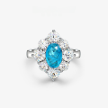 wholesale S925 silver jewelry new oval 6*9 Paraiba blue ring,15ct-0-0