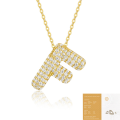 wholesale 925 Silver Plated with 18K Gold, Cross-Border Europe and America New Letter Pendant Necklace, Fashion-Forward Versatile Moissanite Chain-0-36