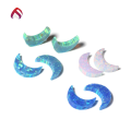 wholesale Synthetic metal opal OPAL moon-shaped double-sided fire opal polymer-cultivated synthetic opal gemstone-0-4