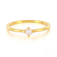 wholesale S925 Sterling Silver Single Mini Pearl Ring, Trendy And Minimalist Forins。-Gold No. 8