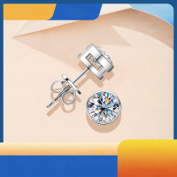 wholesale Metal material, cross-border fashion bestseller versatile moissanite earrings for women, OEM customization with provided samples, drawings, or designs, ODM processing-Gold 0.5 carat + 0.5 carat  925 silver
